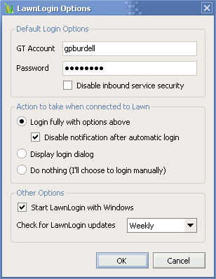 LawnLogin dialog